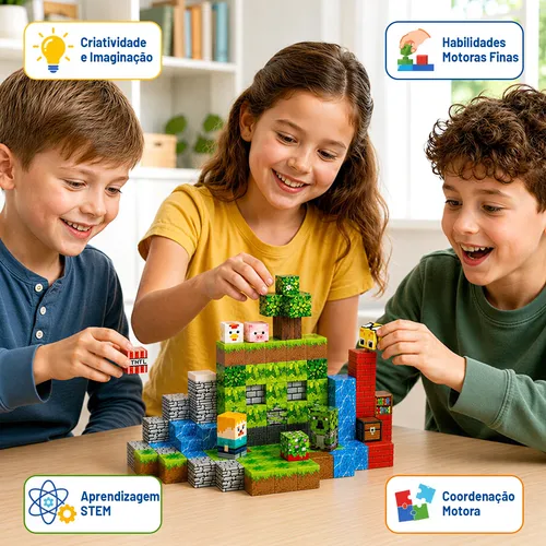 Kit De Blocos De Montar Magnéticos Infantil 100 Ou 200 Peças