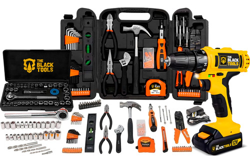 Kit de ferramentas 169 pecas parafusadeira furadeira 12v 1