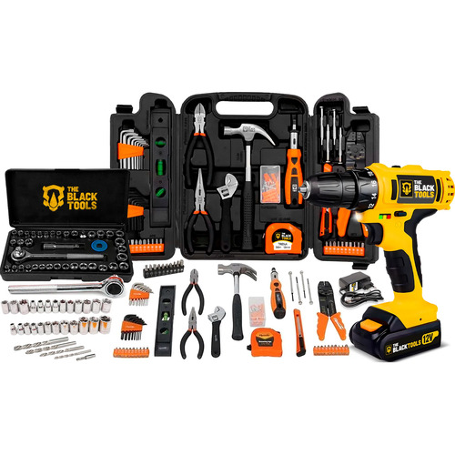 Kit de ferramentas 169 pecas parafusadeira furadeira 12v 1