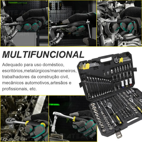 Kit de Ferramentas Profissional com 222 Peças e Maleta de Cromo Vanádio