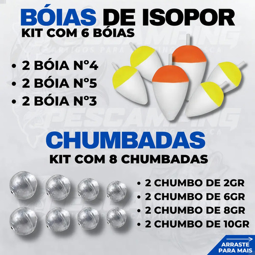 Kit de Pesca Pescamping com 2 Varas Telescópicas e 2 Molinetes, Maleta Completa para Pescaria