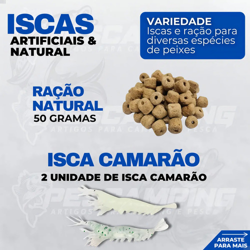Kit de Pesca Pescamping com 2 Varas Telescópicas e 2 Molinetes, Maleta Completa para Pescaria