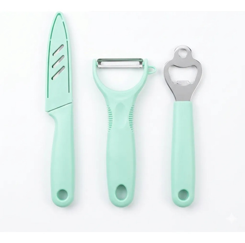 Kit descascador de legumes com faca e abridor