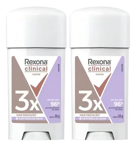 Kit desodorante rexona clinical extra dry em creme para mulh