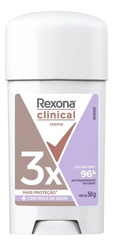 Kit Desodorante Rexona Clinical Extra Dry em Creme Para Mulheres, Com 2 Unidades de 58 g