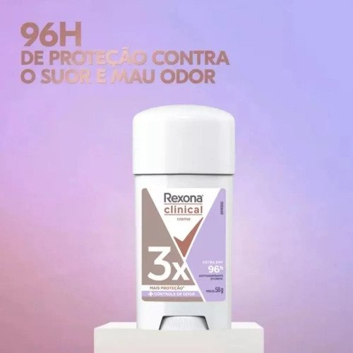 Kit Desodorante Rexona Clinical Extra Dry em Creme Para Mulheres, Com 2 Unidades de 58 g
