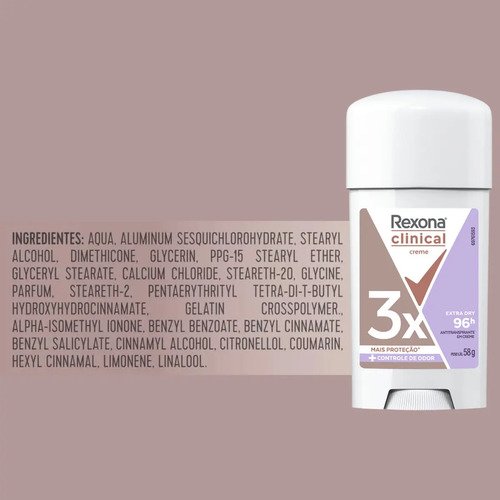 Kit Desodorante Rexona Clinical Extra Dry em Creme Para Mulheres, Com 2 Unidades de 58 g