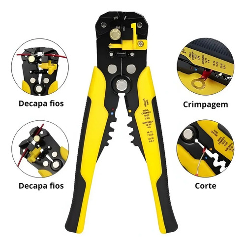 Kit Elétrico Profissional Com Alicate Decapador, Crimpador