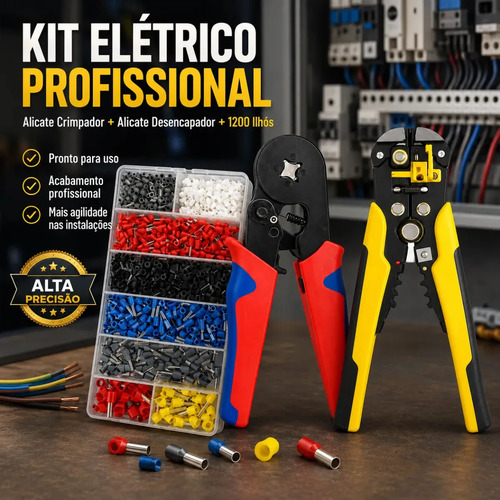 Kit eletrico profissional com alicate decapador fios alicate