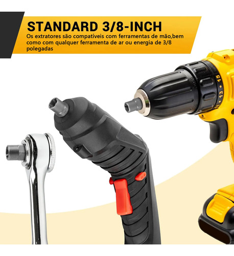 Kit Extração De Parafuso E Porca De Impacto Extrato 14 Pcs
