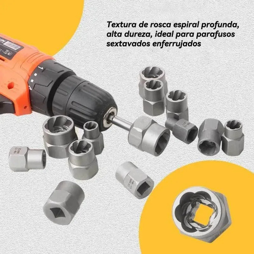 Kit Extração De Parafuso E Porca De Impacto Extrato 14 Pcs