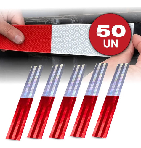 Kit faixa refletiva plastico caminhao lateral vermelha branc