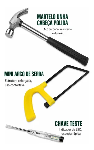 Kit Ferramentas 27 Peças Completo Alicates Martelo Multiuso