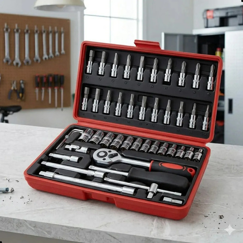 Kit ferramentas 46 pecas mecanico profissional completo com