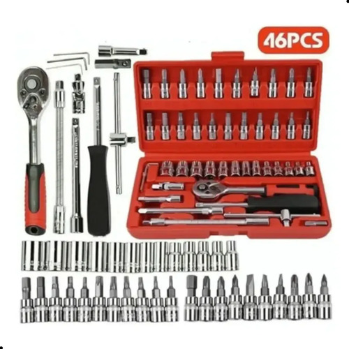 Kit Ferramentas 46 Peças Mecânico Profissional Completo Com Caixa Organizada Para Oficina E Manutenção Automotiva