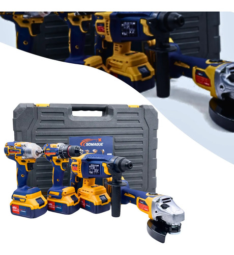 Kit ferramentas eletricas 4 em 1 com maleta 4 bateria 48v