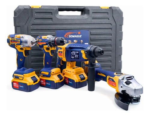 Kit Ferramentas Elétricas 4 Em 1 Com Maleta + 4 Bateria 48v