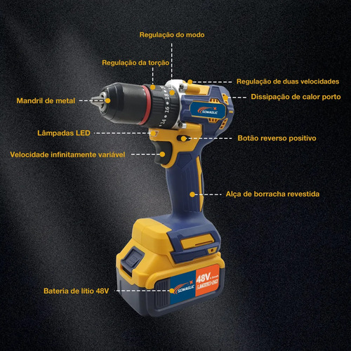 Kit Ferramentas Elétricas 4 Em 1 Com Maleta + 4 Bateria 48v