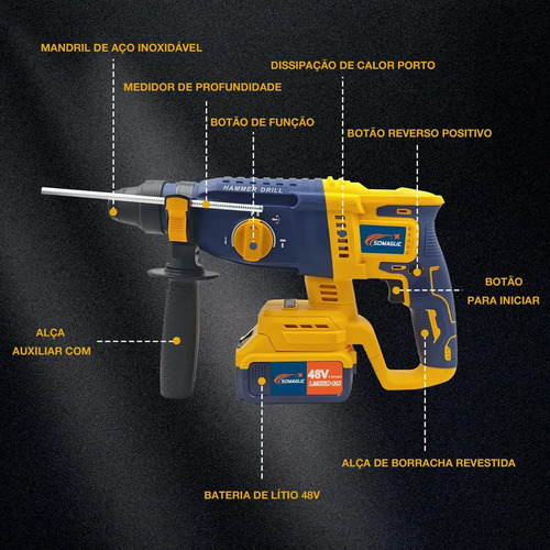 Kit Ferramentas Elétricas 4 Em 1 Com Maleta + 4 Bateria 48v