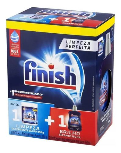 Kit finish para lava loucas detergente em po 450g e secante