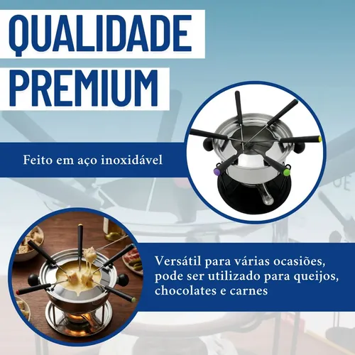 Kit Fondue 11 Peças Jogo De Panela Para Fondue 6 Pessoas