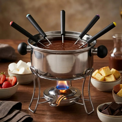 Kit fondue jogo de panela para fondue 6 pessoas chocolate ou
