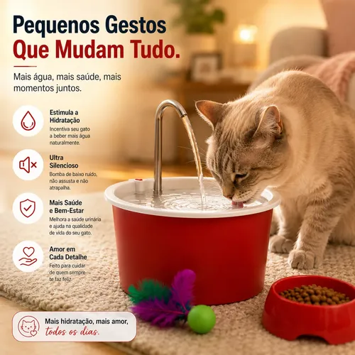 Kit Fonte Bebedouros Para Gatos 1,5l Com Comedouro 600ml