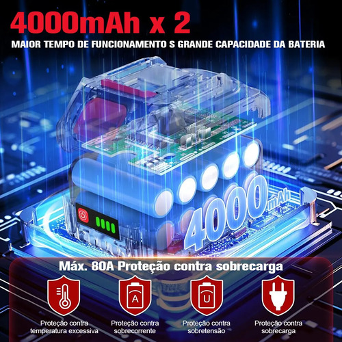 Kit Furadeira E Parafusadeira Chave De Impacto Brushless