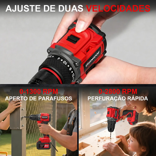 Kit Furadeira E Parafusadeira Chave De Impacto Brushless
