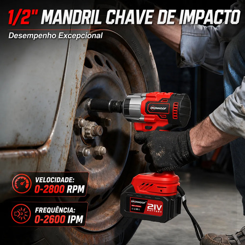Kit Furadeira E Parafusadeira Chave De Impacto Brushless