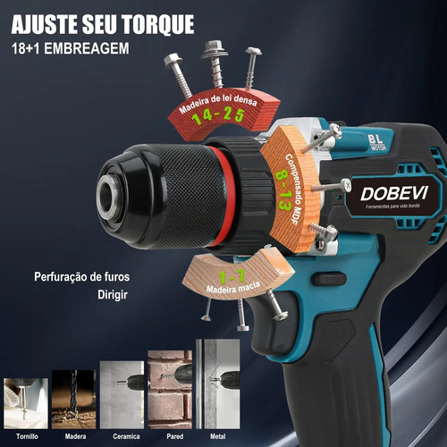 Kit Furadeira Parafusadeira + Chave De Impacto Dobevi,35pcs