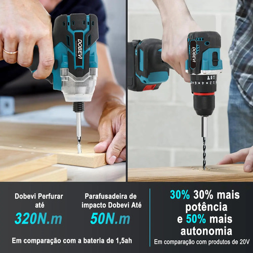 Kit Furadeira Parafusadeira + Chave De Impacto Dobevi,35pcs