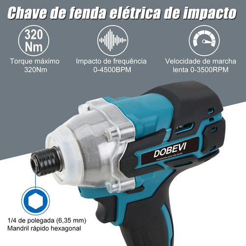 Kit Furadeira Parafusadeira + Chave De Impacto Dobevi,35pcs