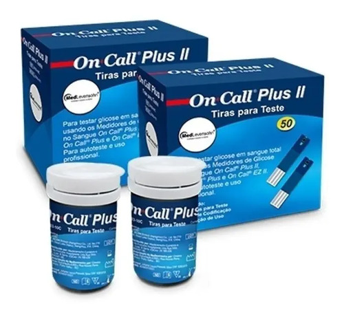 Kit Glicosímetro On Call Plus II Azul Escuro com 100 Tiras e 100 Lancetas