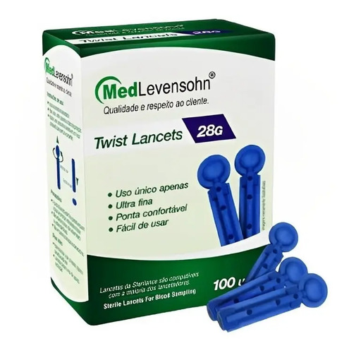 Kit Glicosímetro On Call Plus II Azul Escuro com 100 Tiras e 100 Lancetas