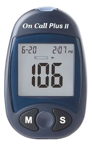 Kit Glicosímetro On Call Plus II Azul Escuro com 100 Tiras e 100 Lancetas