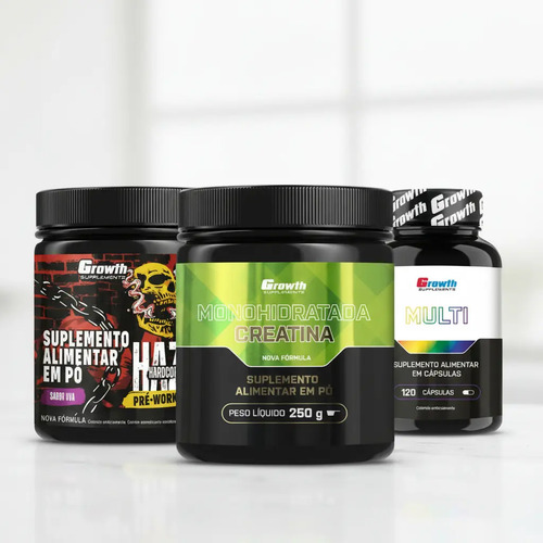 Kit growth creatina monohidratada 250g multivitaminico 120 c 1