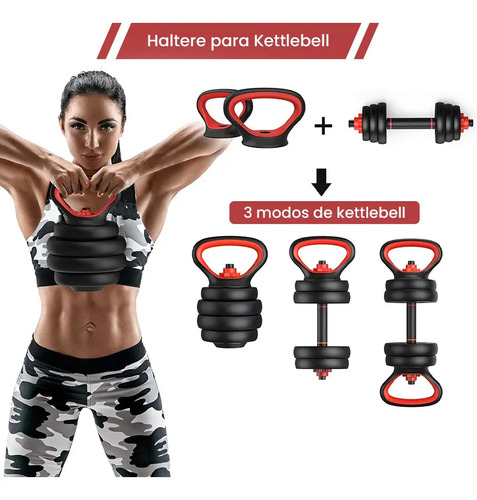Kit Halter 6 Em 1 Musculação Até 20kg Ajustável Anilha