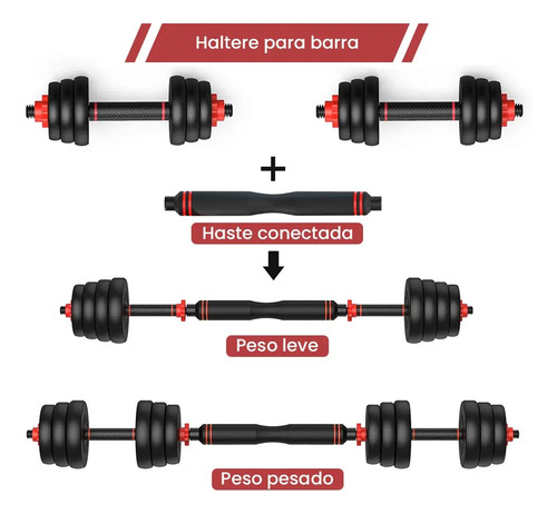 Kit Halter 6 Em 1 Musculação Até 20kg Ajustável Anilha