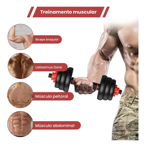 Kit Halter 6 Em 1 Musculação Até 20kg Ajustável Anilha