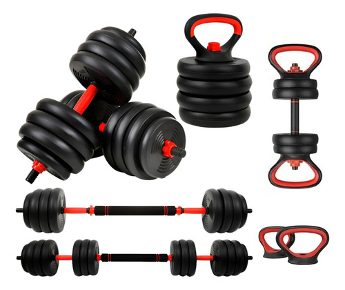 Kit halteres 6 em 1 peso musculacao ate 40kg ajustavel halte