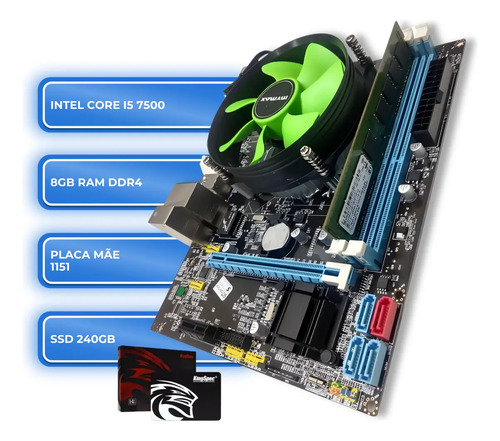 Kit I5 7500 Intel H110 + 8gb Memória Ddr4 + Ssd 240