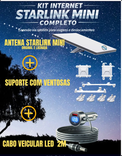 Kit Internet Completo Antena Starlink Mini + Suporte + Cabo