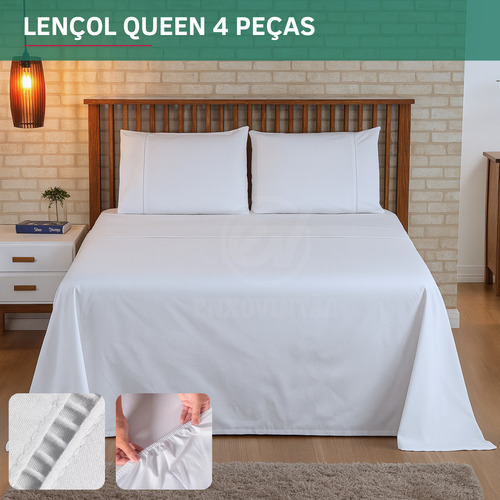 Kit jogo de cama queen 4 pecas percal 400 fios fronha e elas