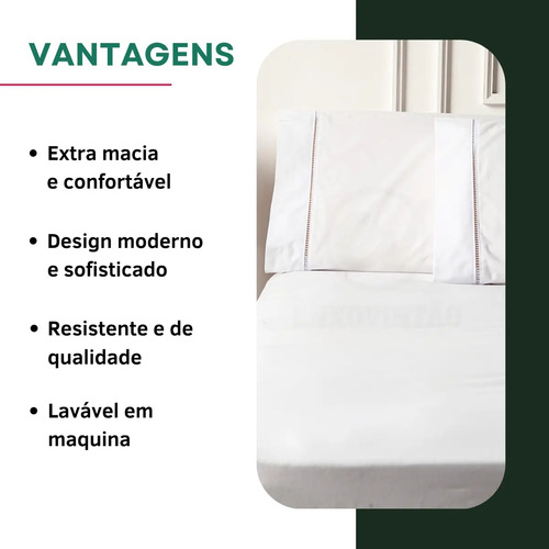 Kit Jogo De Cama Queen 4 Peças Percal 400 Fios Fronha E Elástico Toque Macio Confortável Hotel Cor Branco Premium