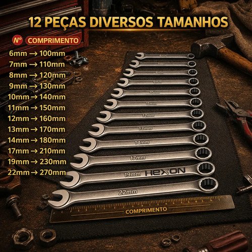 Kit Jogo De Ferramentas 58 Peças Completo Profissional Soquete 46 Peças + Chave Combinada 12 Peças Conserto Carro Moto Casa Oficina Kit Soquetes Com Catraca 46 Peças + Jogo 12 Chaves + Maleta Hexon