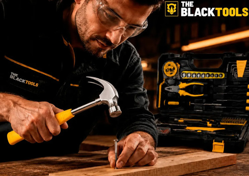 Kit Jogo De Ferramentas Completo 122 Peças Com Soquetes Chaves Martelo Trena Alicate Bits Maleta TBNT13 The Black Tools