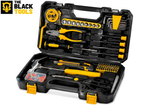 Kit Jogo De Ferramentas Completo 122 Peças Com Soquetes Chaves Martelo Trena Alicate Bits Maleta TBNT13 The Black Tools
