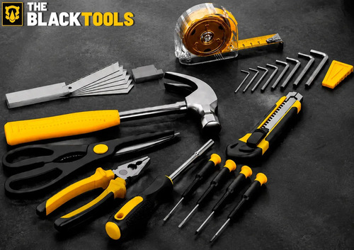 Kit Jogo De Ferramentas Completo 122 Peças Com Soquetes Chaves Martelo Trena Alicate Bits Maleta TBNT13 The Black Tools