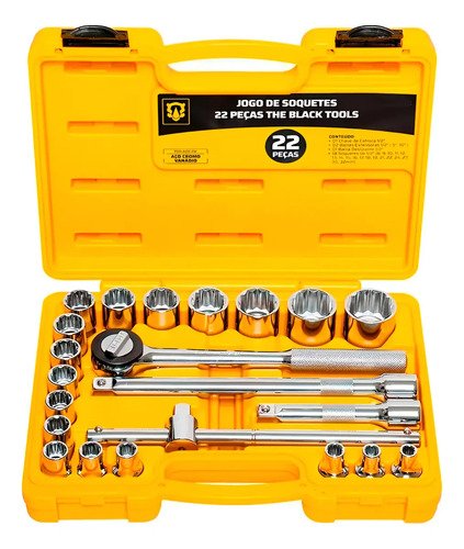 Kit jogo de soquetes 12 polegadas com maleta completo cromad